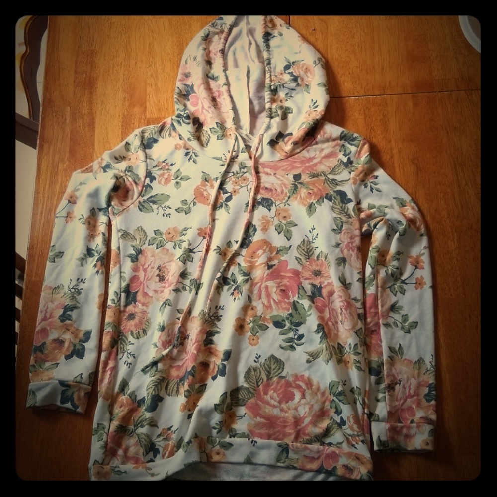 Peach floral hoodie